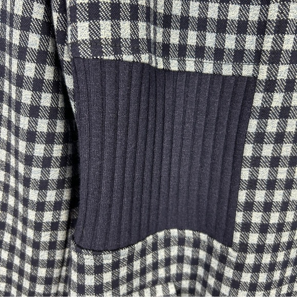 Cabi Checkup Gingham Longline Gold Button Blazer Jacket Medium Navy - Picture 10 of 14